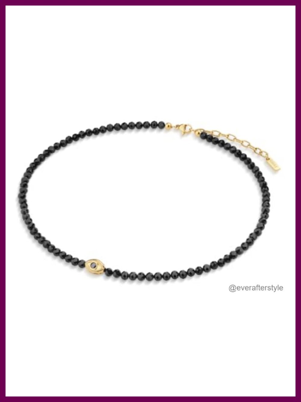 Beaded Evil Eye Necklace Adjustable 16-18 Inches Gold Plated Charm Crystal